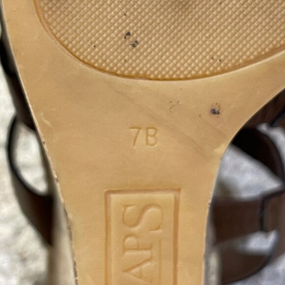 Chaps Cork Wedge Sandals Cage Brown 7B Heels Open Toe Shoe - Picture 11 of 12